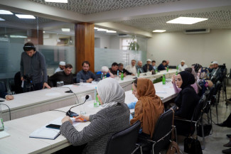Приглашённые журналисты на пресс-конференцию Айны Гамзатовой в Муфтияте РД
